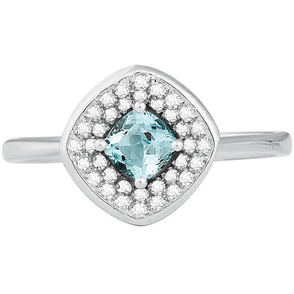 Women's Ring - Cushion Shaped Blue with White Topaz, Size 7 | BLW-1266-7 ,