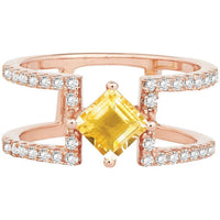 Women's Ring - Square Shape Citrine with White Topaz, Size 7 | BLW-1243-7 ,