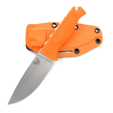Benchmade Knife - Steep Country Orange Santoprene Handle Fixed Steel Blade | 15006 ,
