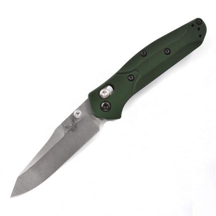 Benchmade Pocket Knife - Mini Osborne Green Handle Satin Reverse Tanto Blade | 945 ,