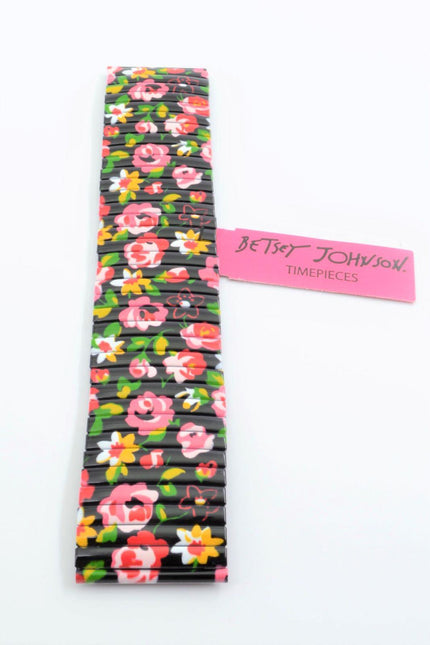 Betsey Johnson Unisex 28mm Flower Print SS Watch Bracelet ,