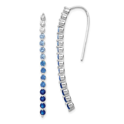 14k White Gold Diamond & Sapphire Earrings ,