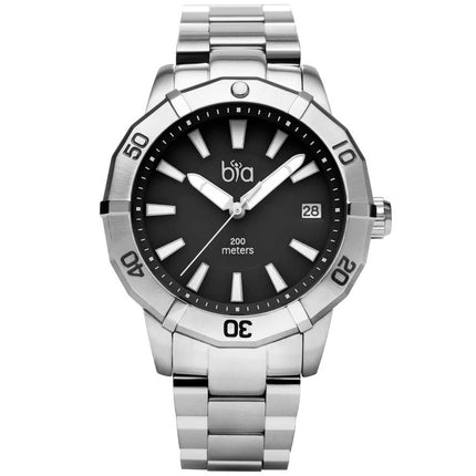 BIA Women's Quartz Watch - Rosie Rotating Bezel Black Dial Silver Bracelet | B2001 ,