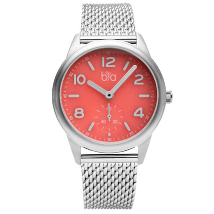 BIA Women's Quartz Watch - Suffragette Pink Dial Silver Tone Mesh Bracelet | B1015 ,