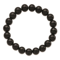 Black Agate Beaded Stretch Bracelet ,