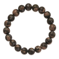 Black and Brown Agate Beaded Stretch Bracelet ,