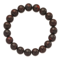 Black and Red Agate Beaded Stretch Bracelet ,