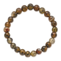 Black and Yellow Agate Beaded Stretch Bracelet ,