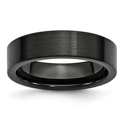 Black Ceramic Flat 6mm Brushed Band ,