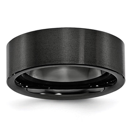Black Ceramic Flat 8mm Brushed Band ,