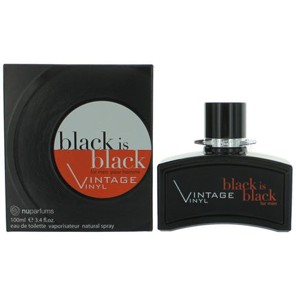 Black is Black Vintage Vinyl by NuParfums, 3.4 oz Eau De Toilette Spray for Men ,
