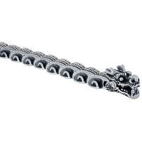 Men's Bracelet - Silver Stainless Steel Oxidized Dragon Design | ST-1618 ,