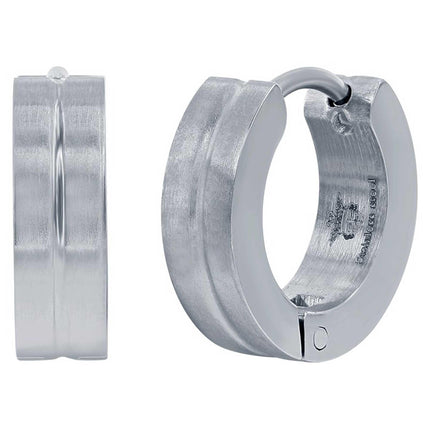 Men's Earrings - Stainless Steel Material 13mm Lined Huggie Hoop | SA-6079 ,
