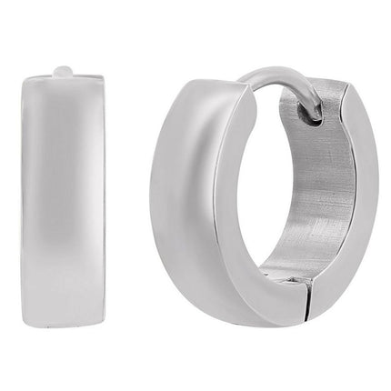 Women's Earrings - Stainless Steel 13mm Polished Huggie Hoop | SA-6081 ,