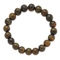 Blue and Yellow Tiger's Eye Agate Beaded Stretch Bracelet ,