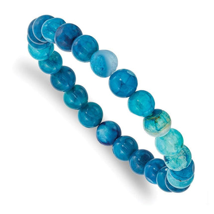 Blue Fire Agate Beaded Stretch Bracelet ,