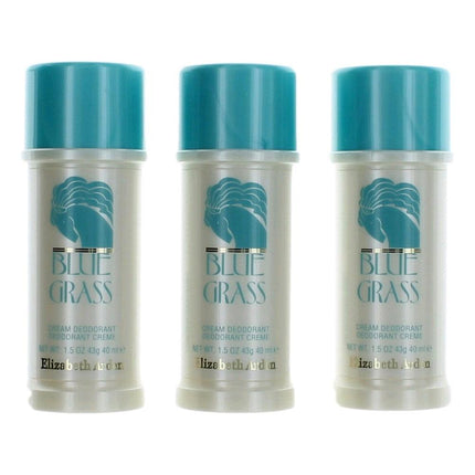 Blue Grass by Elizabeth Arden, 3x1.5 oz (4.5 oz total) Cream Deodorant for Women ,