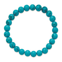 Blue Turquoise Agate Beaded Stretch Bracelet ,