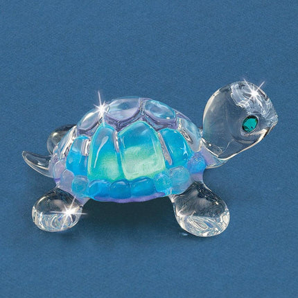 Blue Turtle Glass Figurine ,
