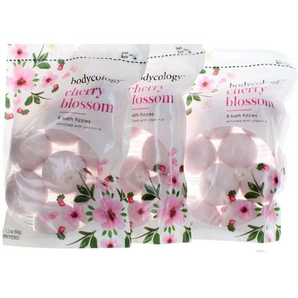 Bodycology Women's Bath Fizzies - Cherry Blossom with Radiant Scent, Pack of 3 ,