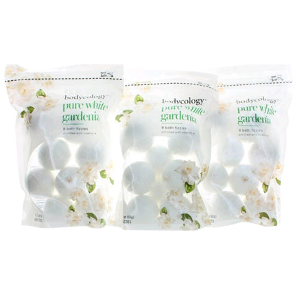 Bodycology Women's Bath Fizzies - Pure White Gardenia with Floral Scent, Pack of 3 ,