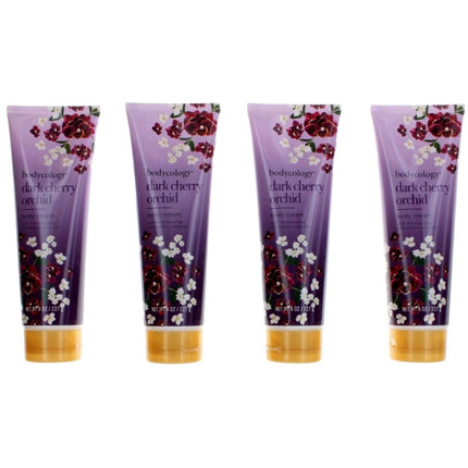 Bodycology Women's Body Cream - Dark Cherry Orchid 8 oz Moisturizing, Pack of 4 ,