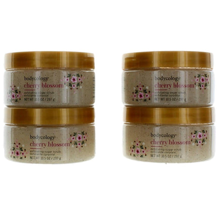 Bodycology Women's Exfoliante Sugar Scrub - 10.5 oz Cherry Blossom, Pack of 4 ,