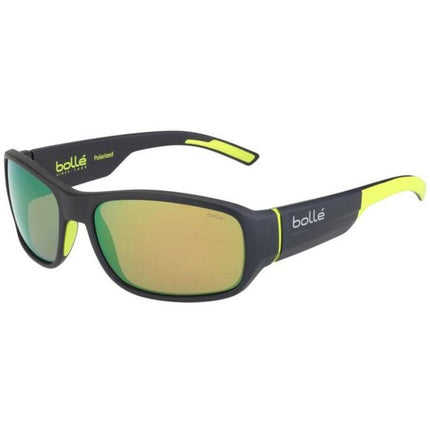 Bolle Sunglasses - BOLLE HERON DARK GREY YELLOW MATTE - HD POLARIZED BROWN EMERALD CAT 3 ,
