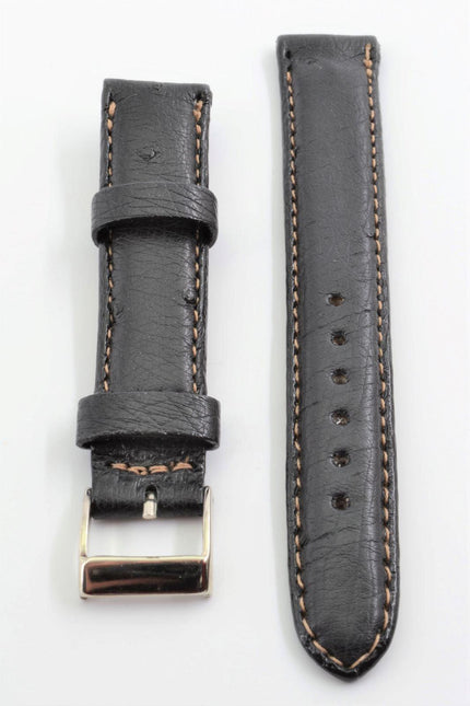 Brentwood Unisex 16mm Black Genuine Ostrich Leather Band ,
