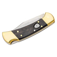 Buck Knife - Ebony Wood Handle Plain Stainless Steel Blade Automatic | BU0112BRSA ,