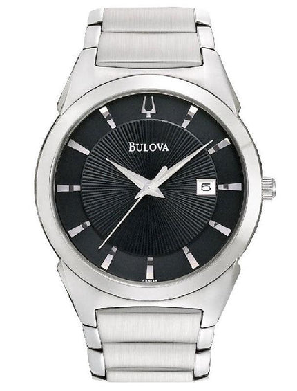 Bulova 96B149 Men's Quartz Black Dial Stainless Steel Watch ,