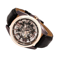 Bulova 98A165 Men's Automatic Brown Skeleton Dial Brown Leather Strap Watch ,