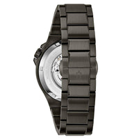 Bulova 98A179 Men's Automatic Semi-Skeleton Black Dial Power Reserve Gunmetal Steel Bracelet Watch ,