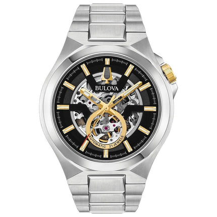 Bulova Men's Automatic Watch - Classic Skeleton Dial Stainless Steel Bracelet | 98A224 ,