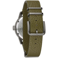 Bulova Men's Automatic Watch - Hack Black Dial Green Leather Strap | 98A255 ,