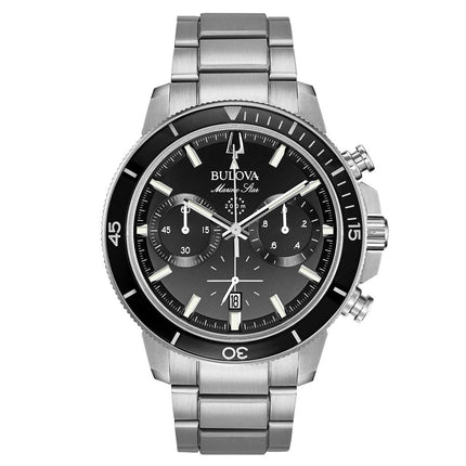 Bulova Men's Chronograph Dive Watch - Marine Star Quartz Black Dial | 96B272 ,
