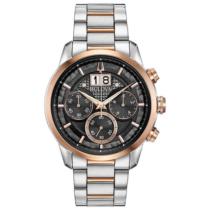 Bulova Men's Chronograph Watch - Classic Grey Dial Two Tone Bracelet | 98B335 ,