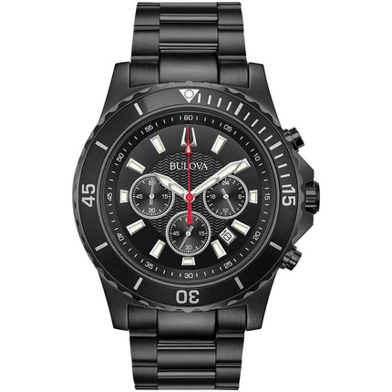 Bulova Men's Quartz Watch - Chronograph Black IP Stainless Steel Bracelet | 98B337 ,