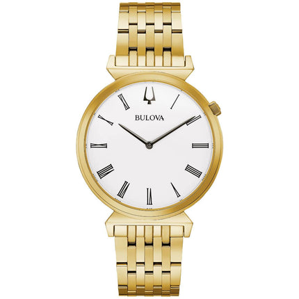 Bulova Men's Quartz Watch - Regatta White Dial Yellow Gold Bracelet | 97A153 ,