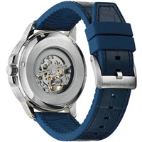 Bulova Men's Watch - Marine Star Automatic Open Heart Dial Blue Leather Strap | 96A291 ,