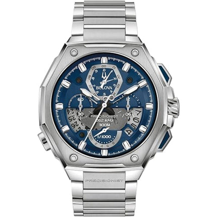 Bulova Men's Watch - Precisionist Chronograph Blue and Silver Dial Bracelet | 96B349 ,