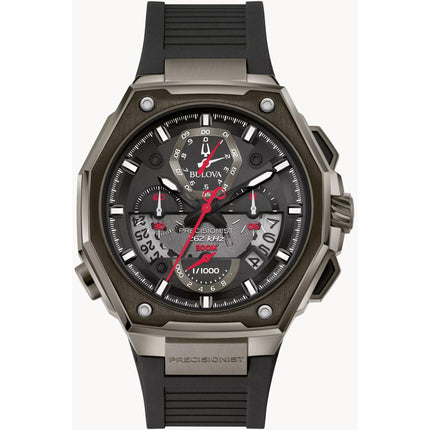 Bulova Men's Watch - Precisionist X Quartz Chrono Black Dial Rubber Strap | 98B358 ,