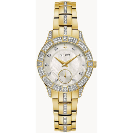 Bulova Women's Watch - Phantom Crystals MOP Dial Yellow Gold Steel Bracelet | 98L283 ,