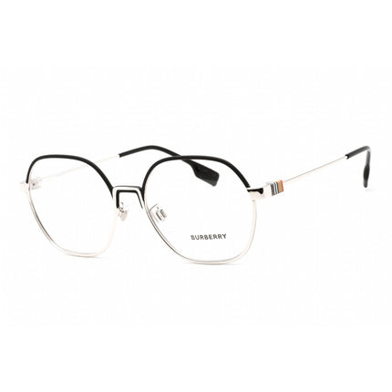 Burberry Men's Eyeglasses - Full Rim Hexagon Black/Silver Metal Frame | 0BE1379D 1005 ,