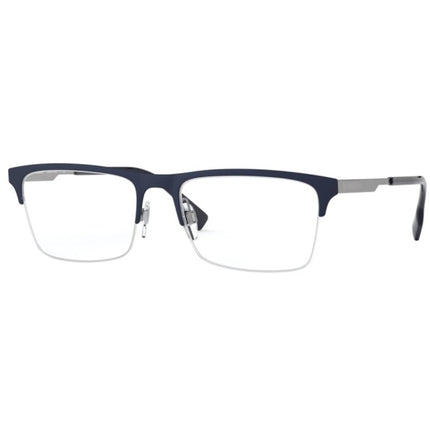 Burberry Men's Eyeglasses - Half Rim Matte Blue Metal Rectangular Frame | 0BE1344 1274 ,