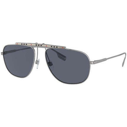 Burberry Men's Sunglasses - Gunmetal Pilot Frame Blue Lens | BURBERRY 0BE3121 10038759 ,