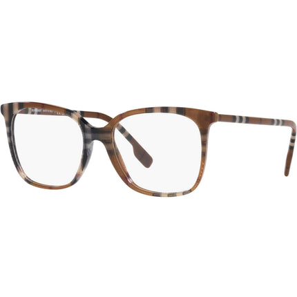 Burberry Women's Eyeglasses - Check Brown Plastic Square Frame Demo Lens | 2367 3966 ,