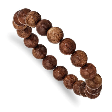 Burma Padauk Wood Beaded Stretch Bracelet ,