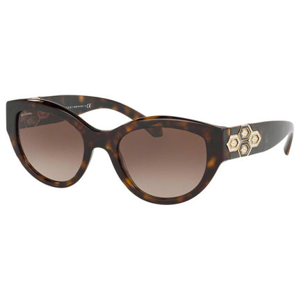 Bvlgari Women's Sunglasses - Dark Havana Plastic Cat Eye Frame | BV8221B 504/13 ,