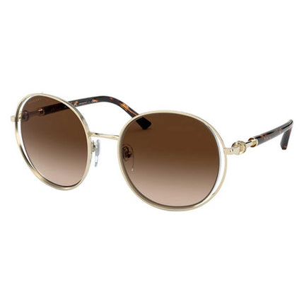 Bvlgari Women's Sunglasses - Pale Gold Round Frame Brown Gradient Lens | BV6135 278/13 ,